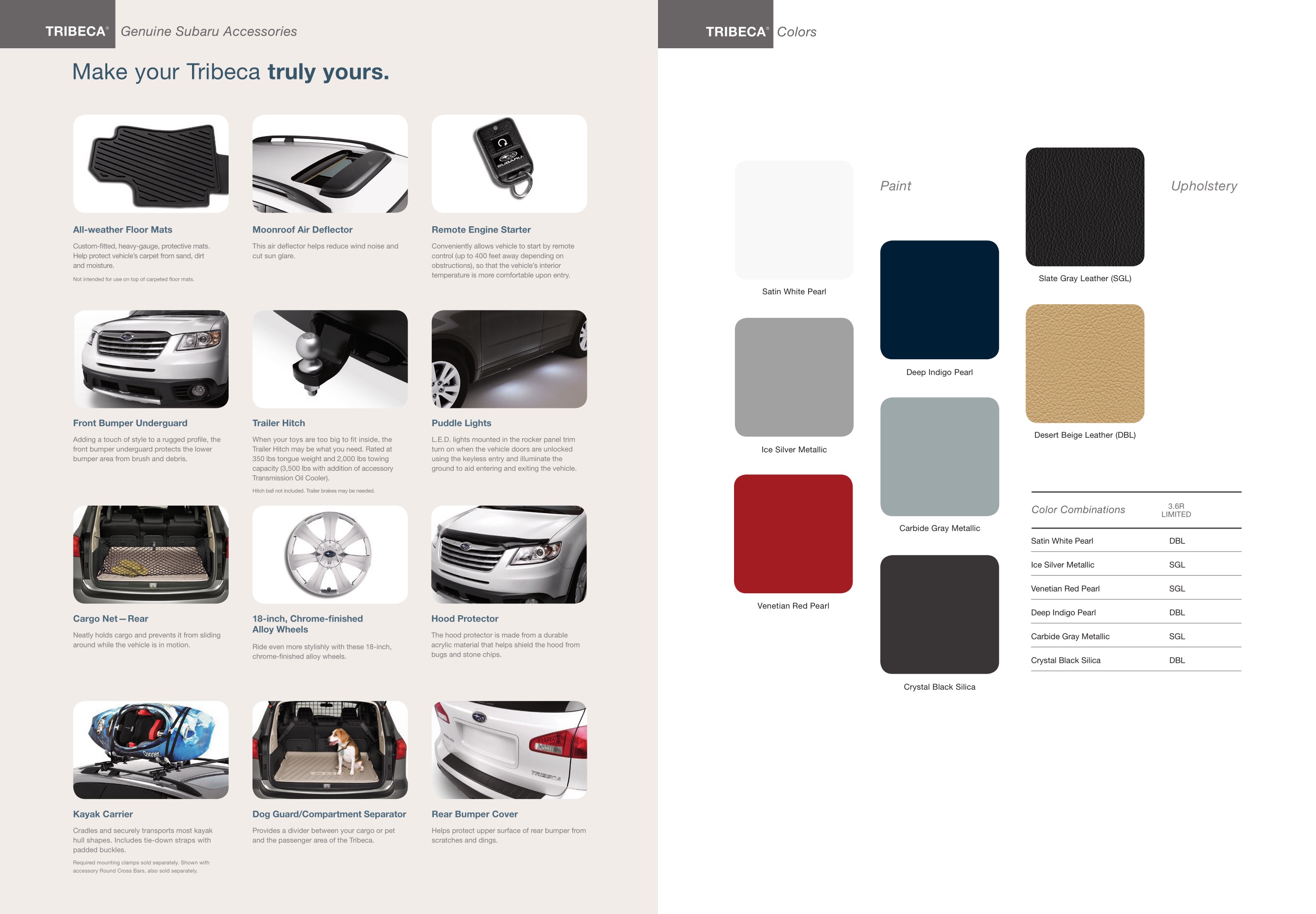 2014 Subaru Tribeca Brochure Page 1